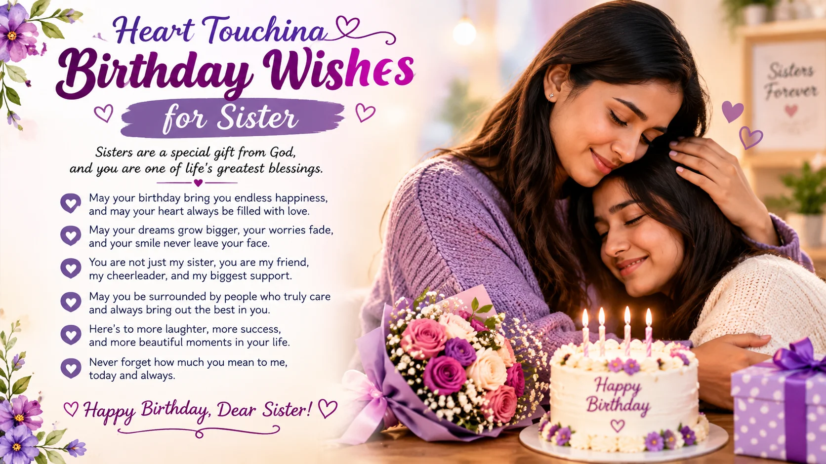 Heart Touching Birthday Wishes for Sister That Feel Real